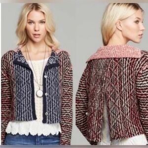 Free People Long Sleeve sweater open split Back wool blend size medium